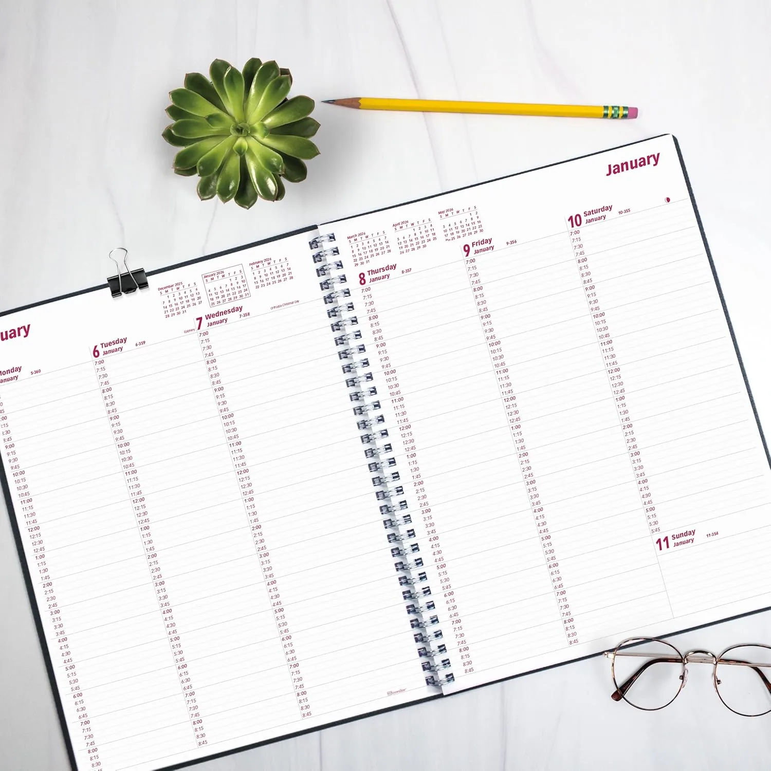 Brownline® 2026 DuraFlex Weekly Planner, Appointment Book, 12 Months, January to December, Twin-Wire Binding, 11" x 8.5", Black (CB950V.BLK-26)