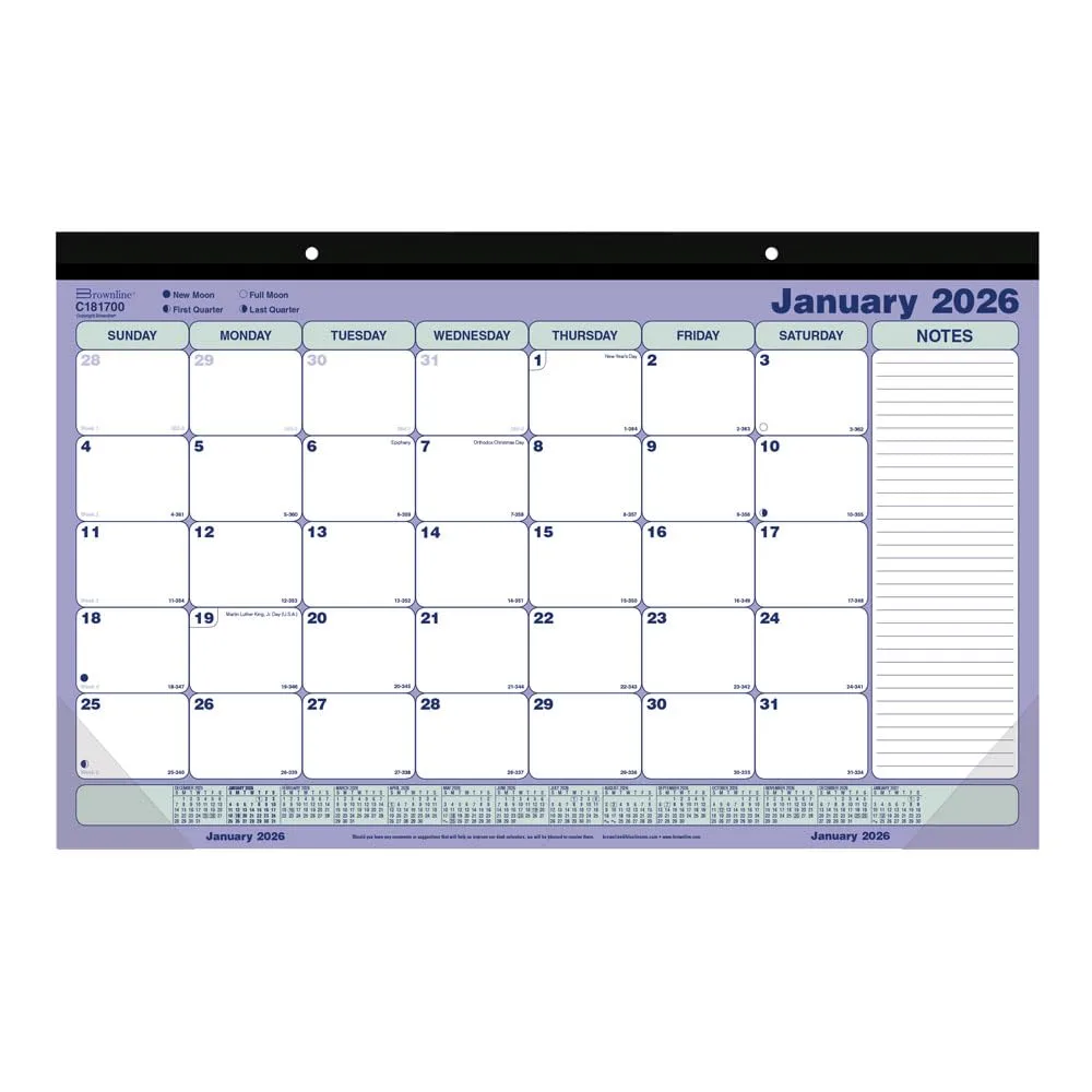 Brownline® 2026 Monthly Desk Pad Calendar, 12 Months, January to December, 17.75" x 10.875" (C181700-26)