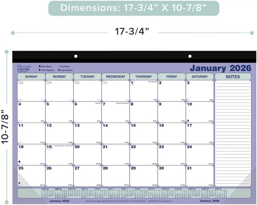 Brownline® 2026 Monthly Desk Pad Calendar, 12 Months, January to December, 17.75" x 10.875" (C181700-26)