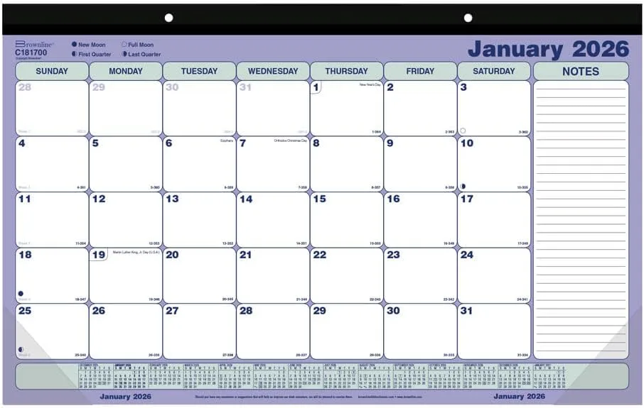 Brownline® 2026 Monthly Desk Pad Calendar, 12 Months, January to December, 17.75" x 10.875" (C181700-26)