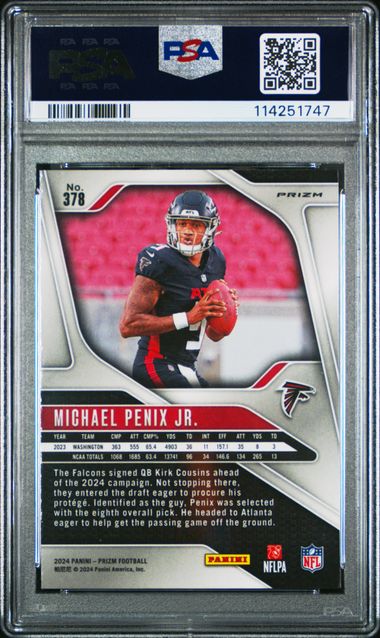 Michael Penix Jr. 2024 Prizm Red White Blue PSA 9 Michael Penix Jr. 2024 Prizm Red White Blue PSA 9