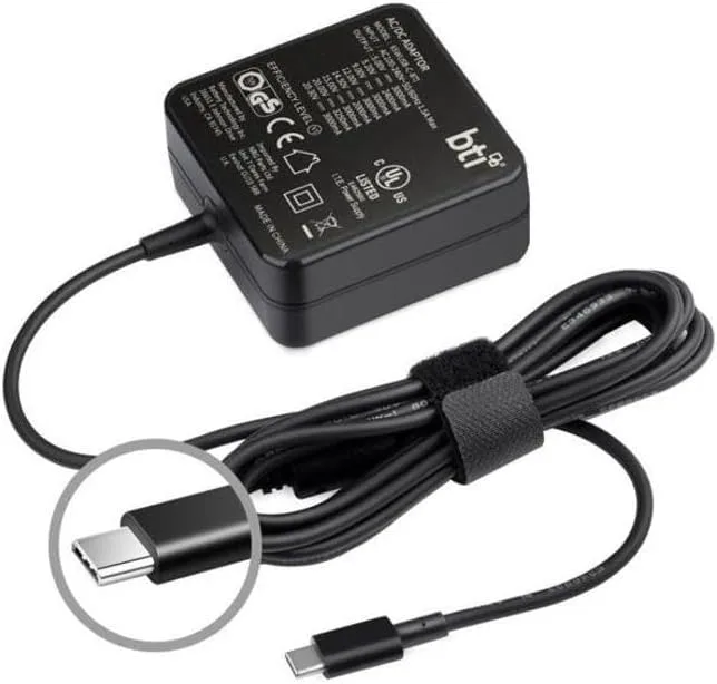 BTI BATTERY TECHNOLOGY 65WUSB-C-BTI 65W USB Type C Desktop ac Adapter, Black