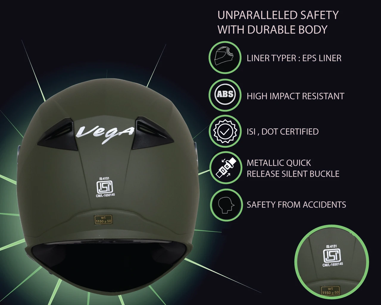 VEGA RYKER D/V DULL BATTLE GREEN (M)