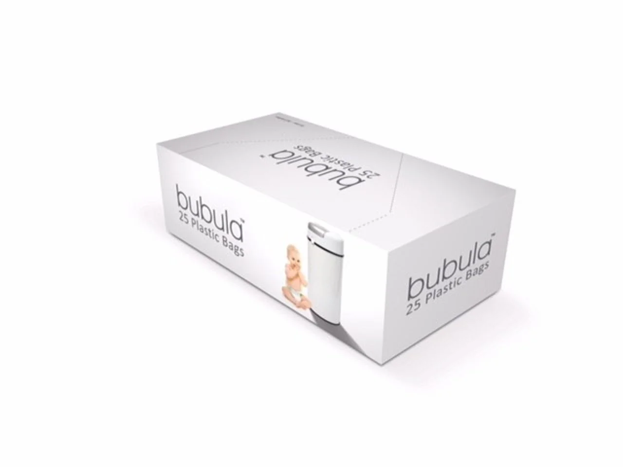 Bubula Plastic Diaper Refill Bags, 14.5 Gallons, White, Pack Of 25 Bags