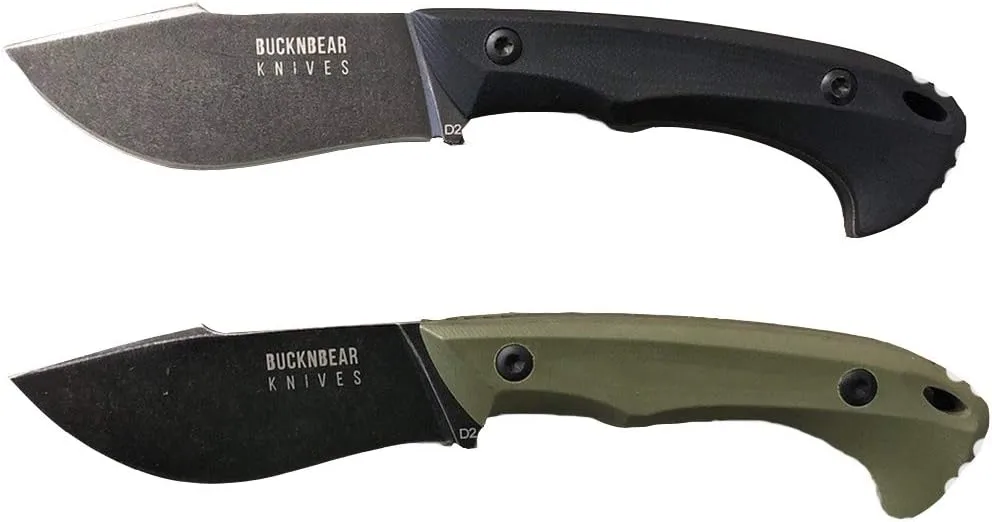 BucknBear Custom Handmade D2 Tool Steel Fixed Blade Hunting Knife with kydex Sheath and tek-lok Belt Clip (G10 Handle) Black