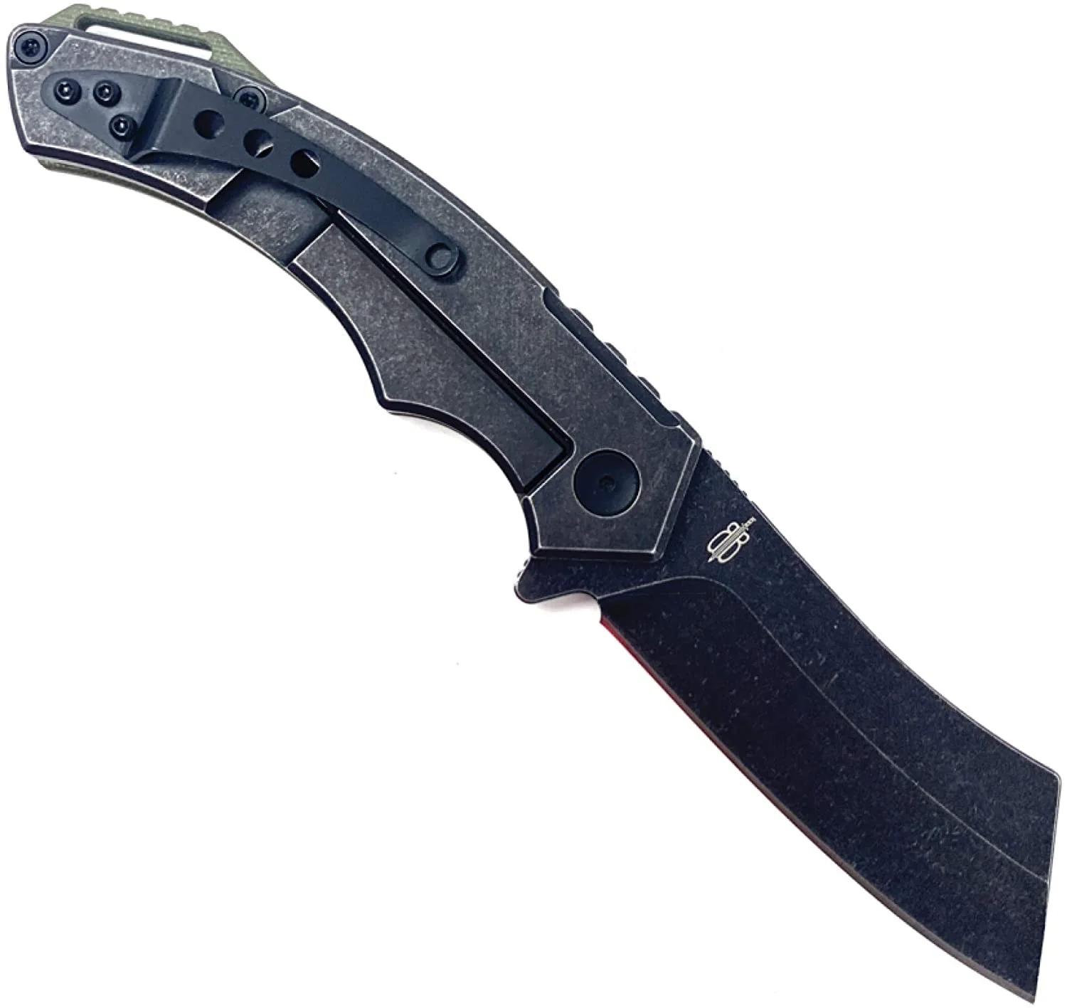 BucknBear EDC Cleaver Pocket Knife, 3.6 Inch Blade, Carbon Fiber Handle