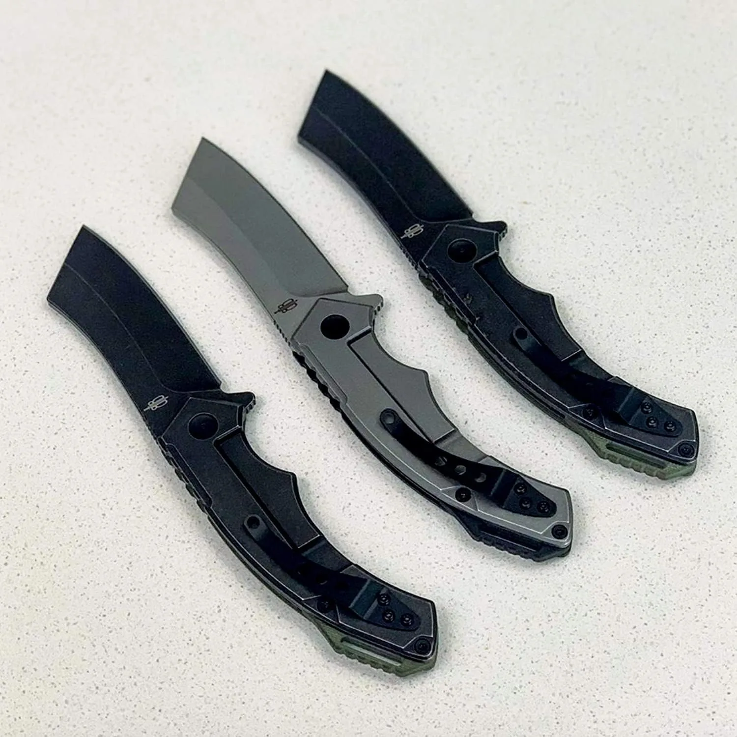 BucknBear EDC Cleaver Pocket Knife, 3.6 Inch Blade, Carbon Fiber Handle
