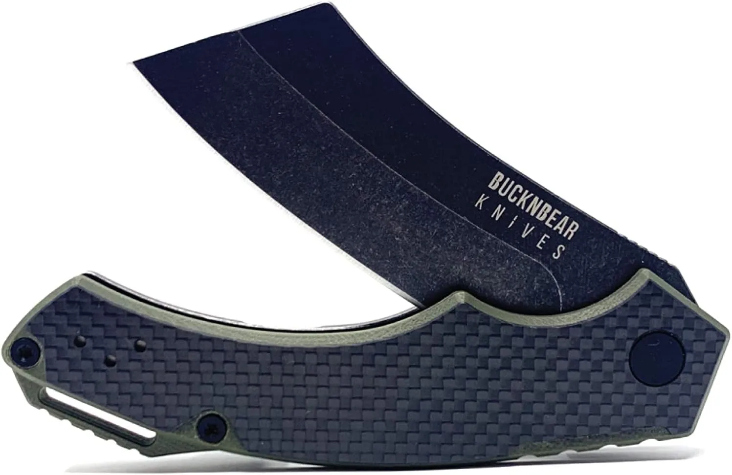 BucknBear EDC Cleaver Pocket Knife, 3.6 Inch Blade, Carbon Fiber Handle