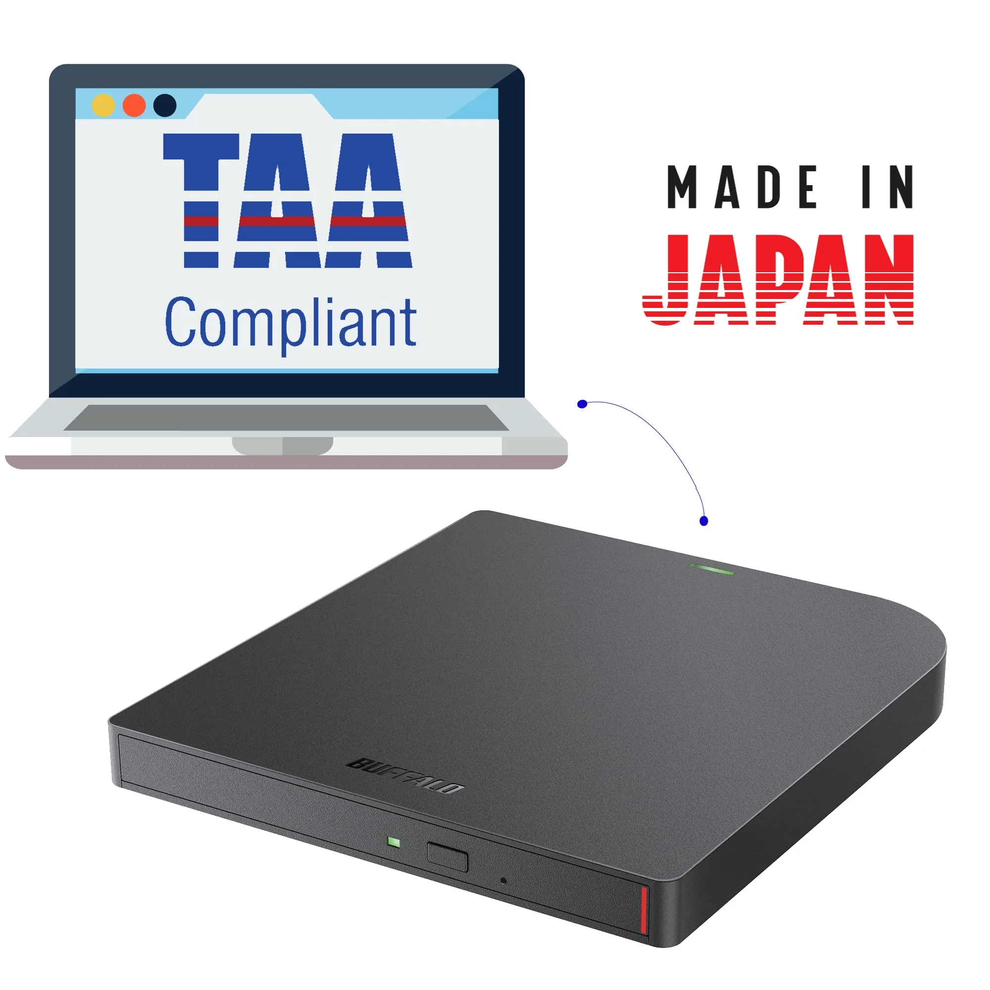 BUFFALO MediaStation 6X Portable External Blu-ray Drive USB 3.2 Type-A/Type-C