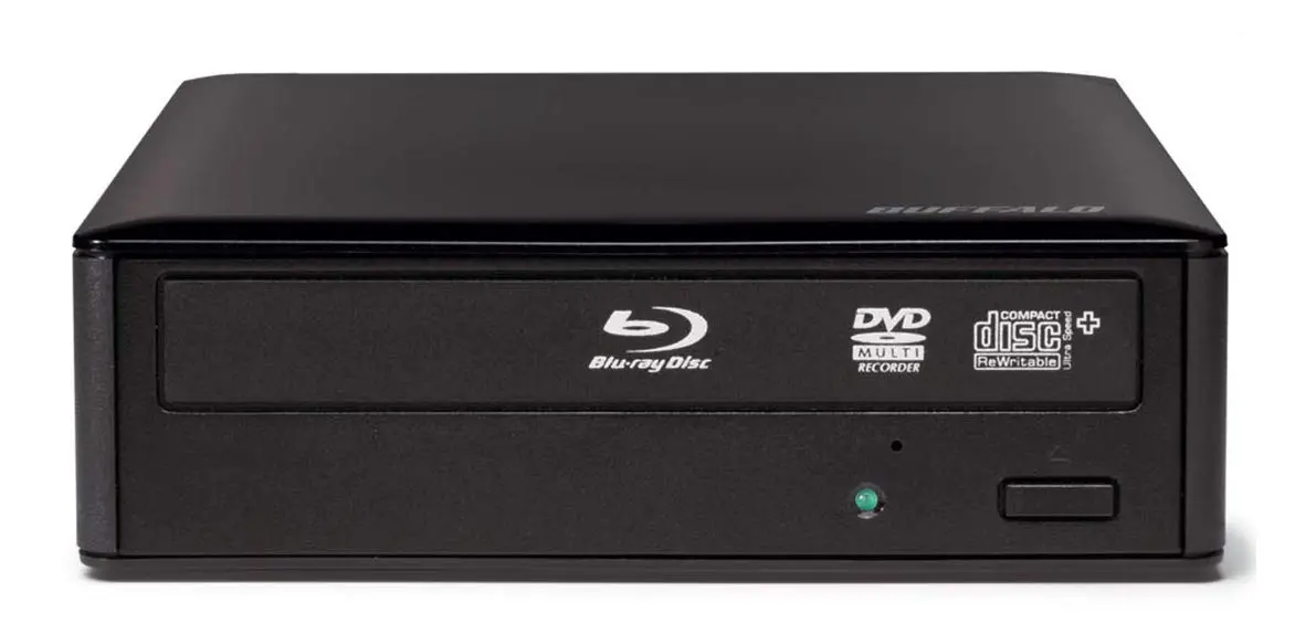 BUFFALO MediaStation Desktop 16x External Blu-ray Writer for PC with USB 3.0. TAA Compliant. Plays and Burns Blu-Rays, DVDs, and CDs.