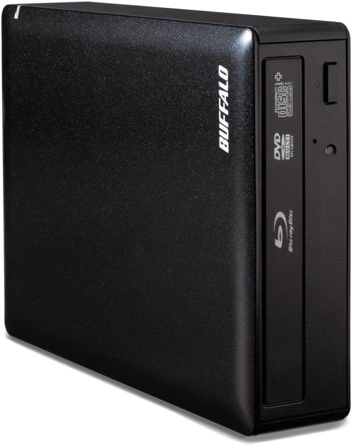 BUFFALO MediaStation Desktop 16x External Blu-ray Writer for PC with USB 3.0. TAA Compliant. Plays and Burns Blu-Rays, DVDs, and CDs.