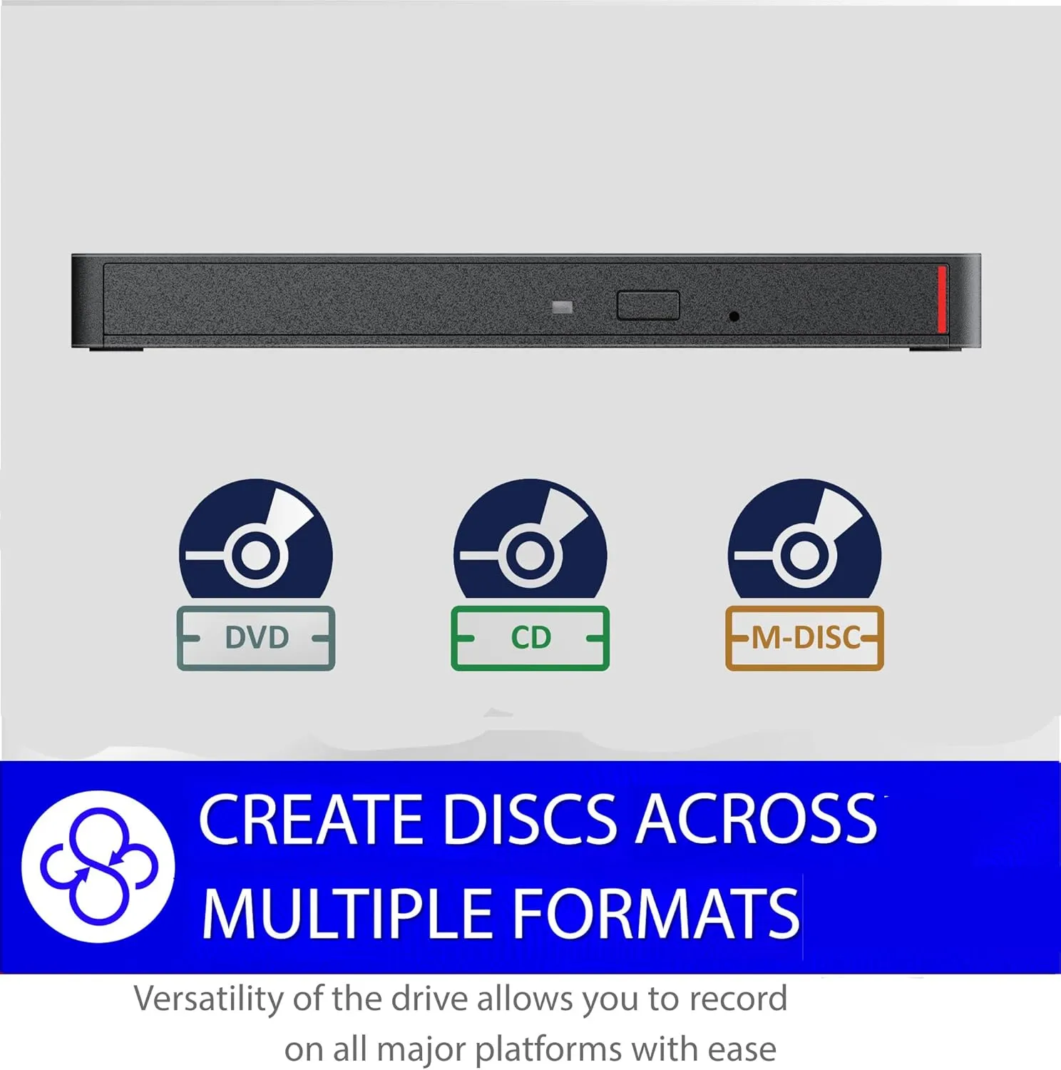 BUFFALO MediaStation 8X Portable DVD Writer with M-DISC Support USB 3.2