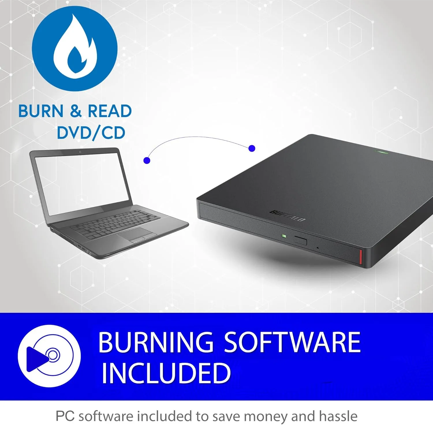 BUFFALO MediaStation 8X Portable DVD Writer with M-DISC Support USB 3.2