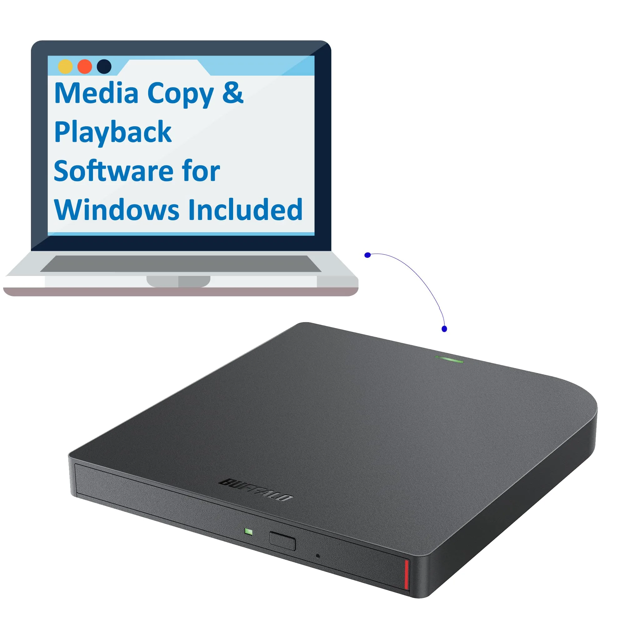 BUFFALO MediaStation 6X Portable External Blu-ray Drive USB 3.2 Type-A/Type-C