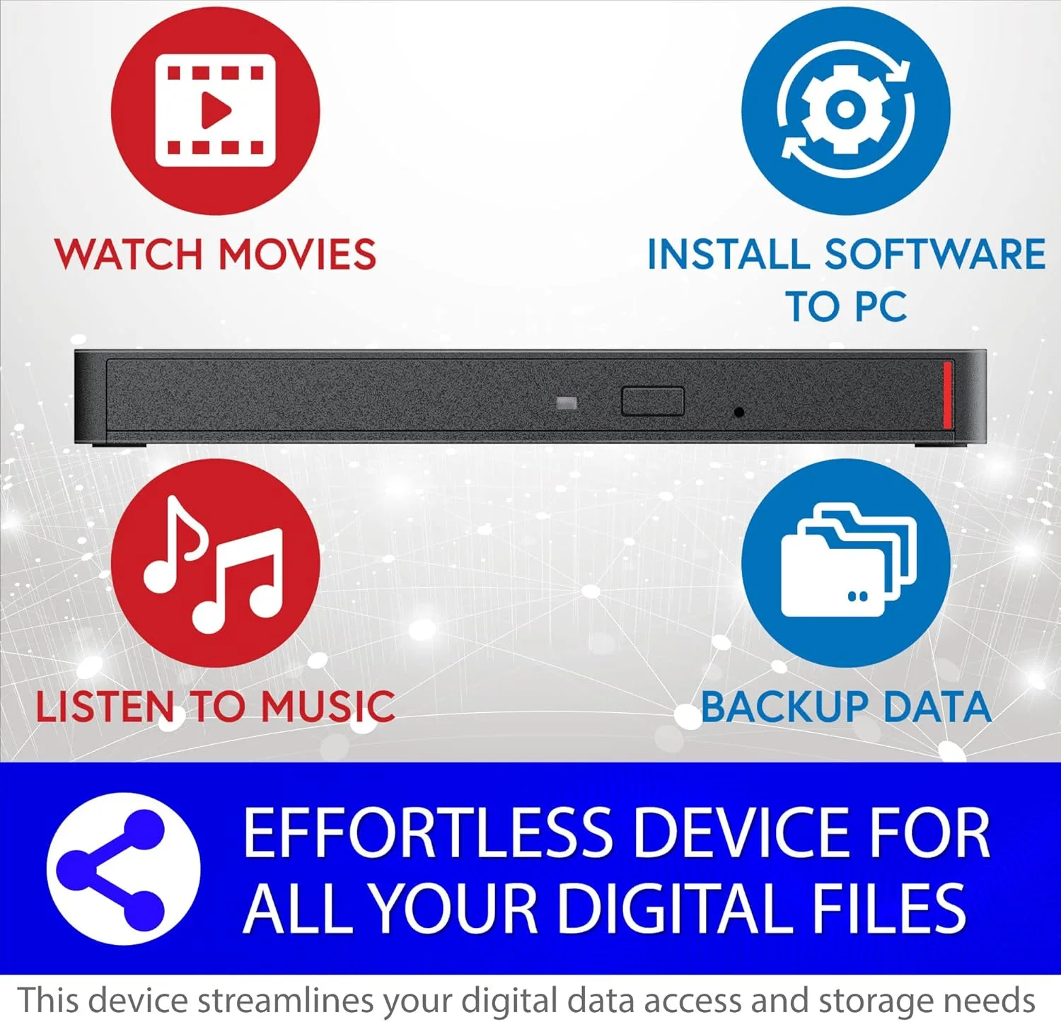 BUFFALO MediaStation 8X Portable DVD Writer with M-DISC Support USB 3.2