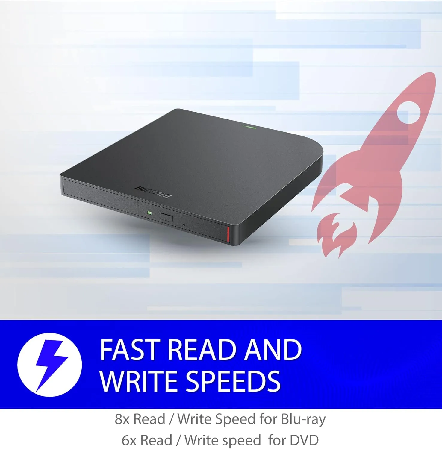 BUFFALO MediaStation 6X Portable External Blu-ray Drive USB 3.2 Type-A/Type-C