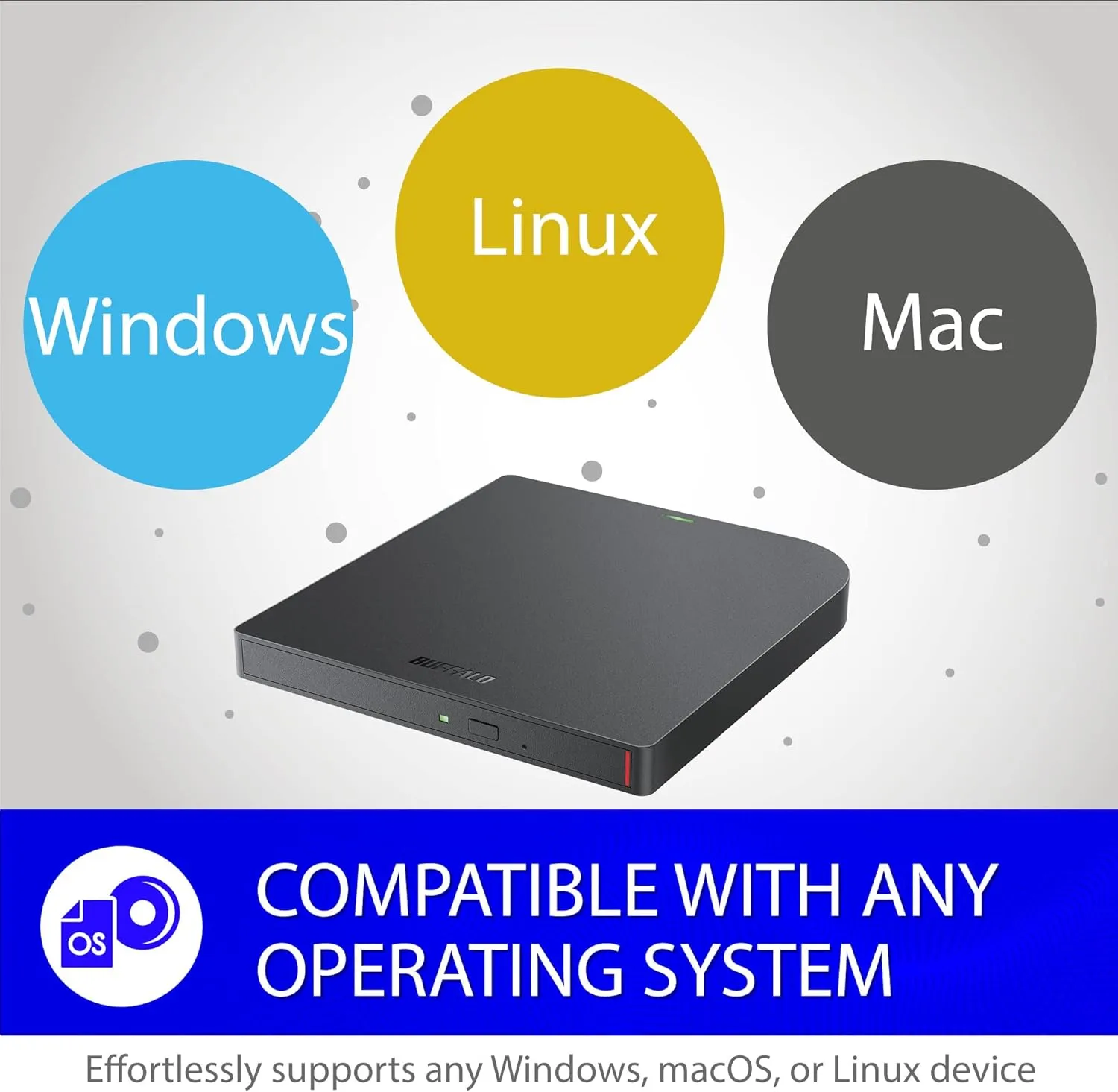 BUFFALO MediaStation 8X Portable DVD Writer with M-DISC Support USB 3.2