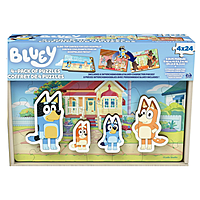 Bluey 4-Pack of Wooden Puzzles with Bingo, Mum, and Dad