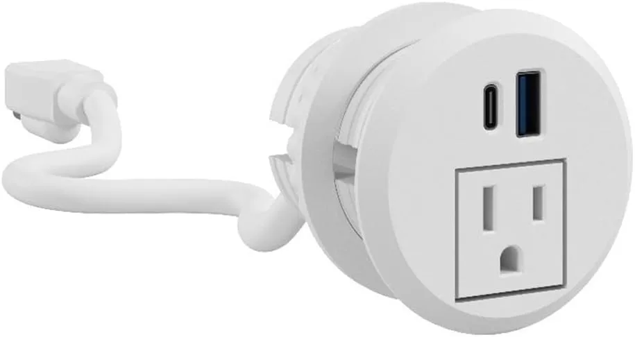 Bush Business Furniture 2-inch Desktop Power Grommet with AC Outlet and USB-A/USB-C Ports