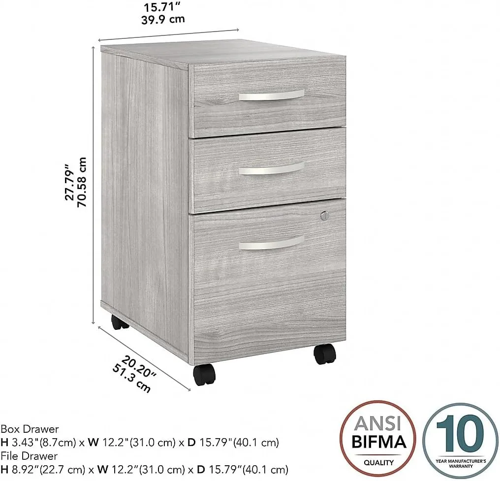 Bush Business Furniture Hybrid 3 Drawer Mobile File Cabinet