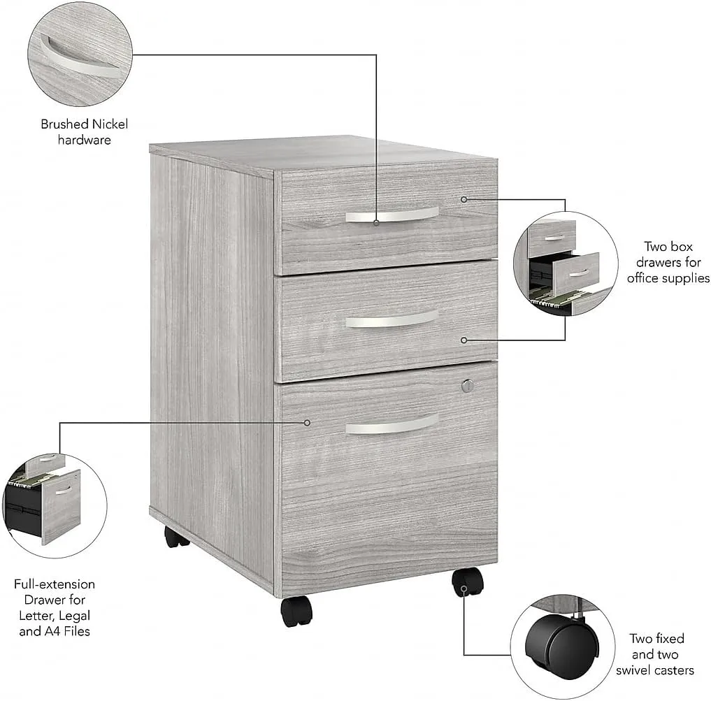Bush Business Furniture Hybrid 3 Drawer Mobile File Cabinet