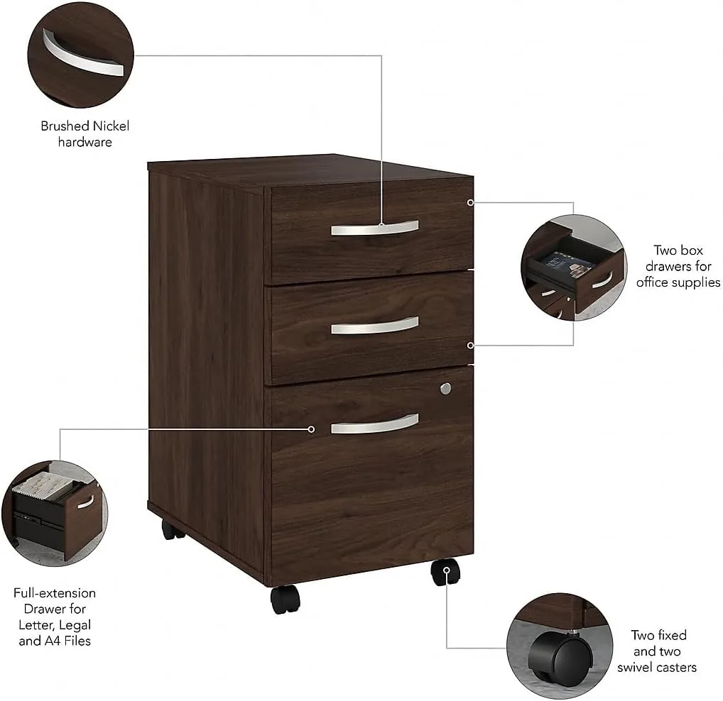 Bush Business Furniture Hybrid 3 Drawer Mobile File Cabinet