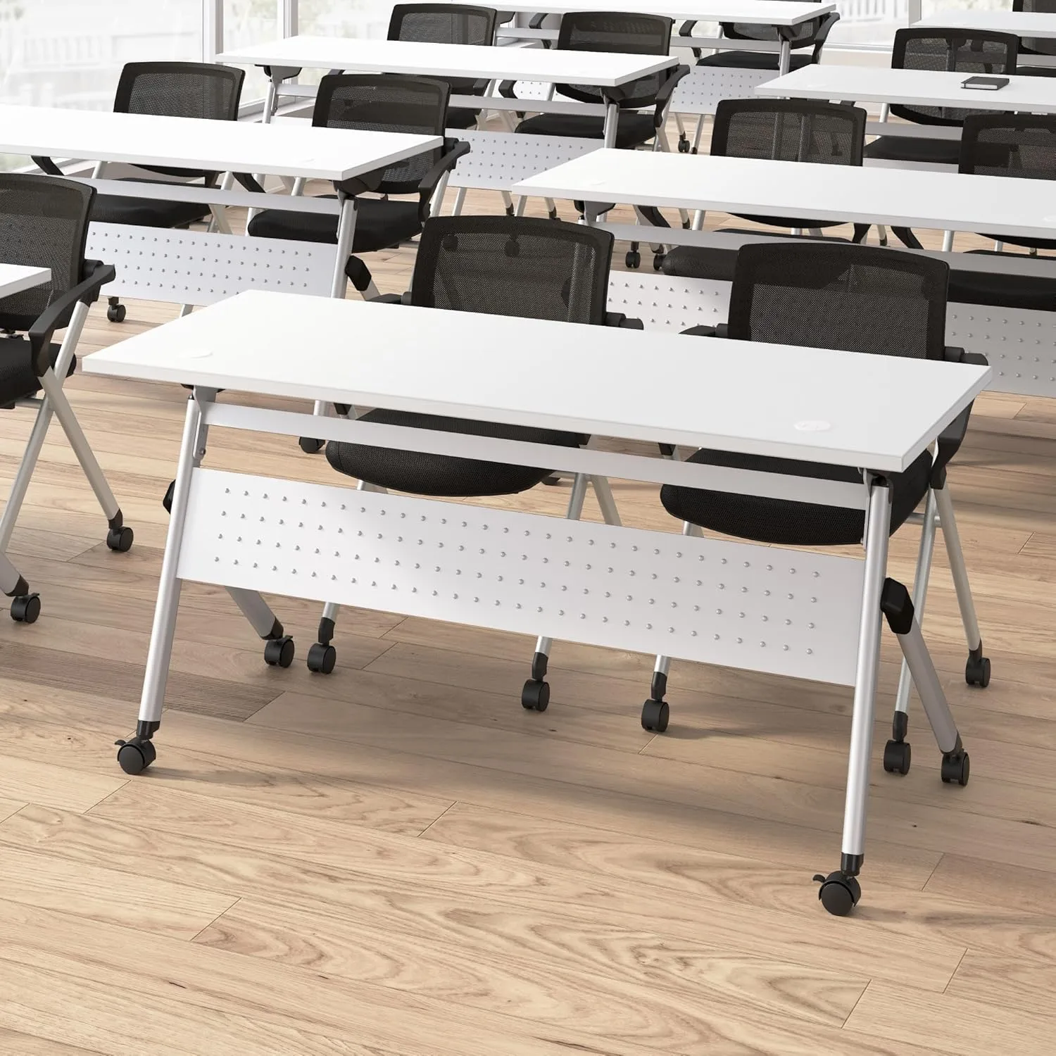 Bush Business Furniture Folding Chairs with Arms - Set of 2, Commercial-Grade Guest Mesh Back Seating for Office, Banquet