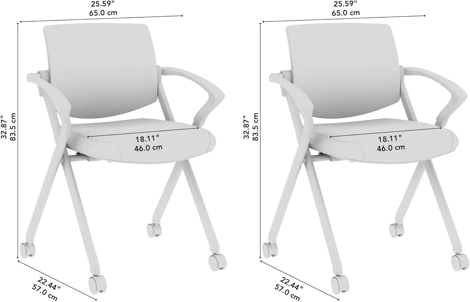 Bush Business Furniture Folding Chairs with Arms - Set of 2, Commercial-Grade Guest Mesh Back Seating for Office, Banquet