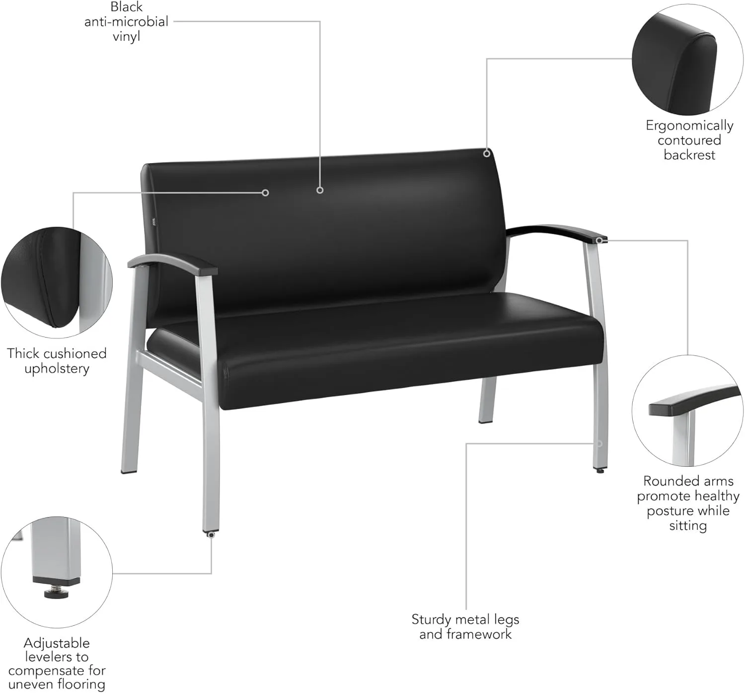 Bush Business Furniture Arrive Waiting Room Seating with Arms