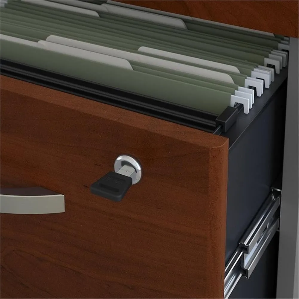 Bush Business Furniture Series C 66W x 30D Office Desk with Mobile File Cabinet in Hansen Cherry Hansen Cherry 66W x 30D