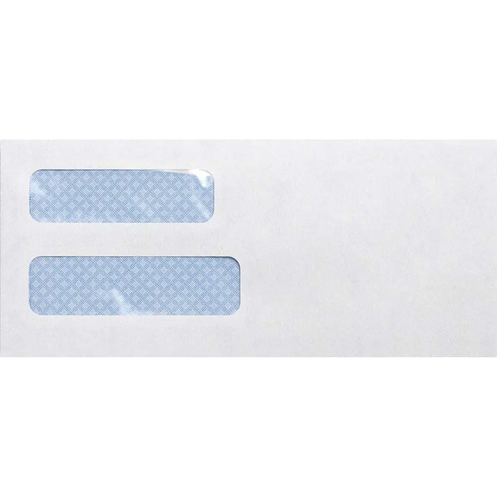 Business Source #10 Envelopes with Security Tint, Double Windows, 9.5" x 4.125", White, 500 Count