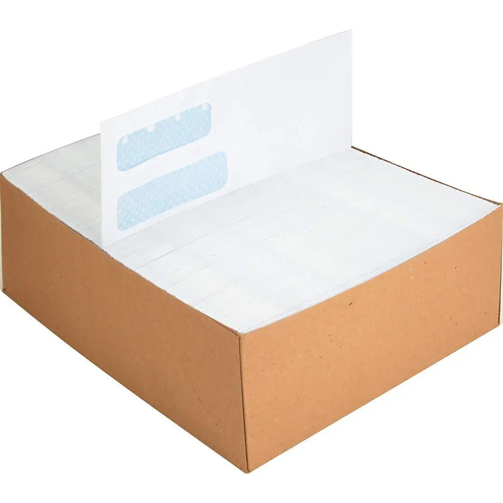Business Source #10 Envelopes with Security Tint, Double Windows, 9.5" x 4.125", White, 500 Count