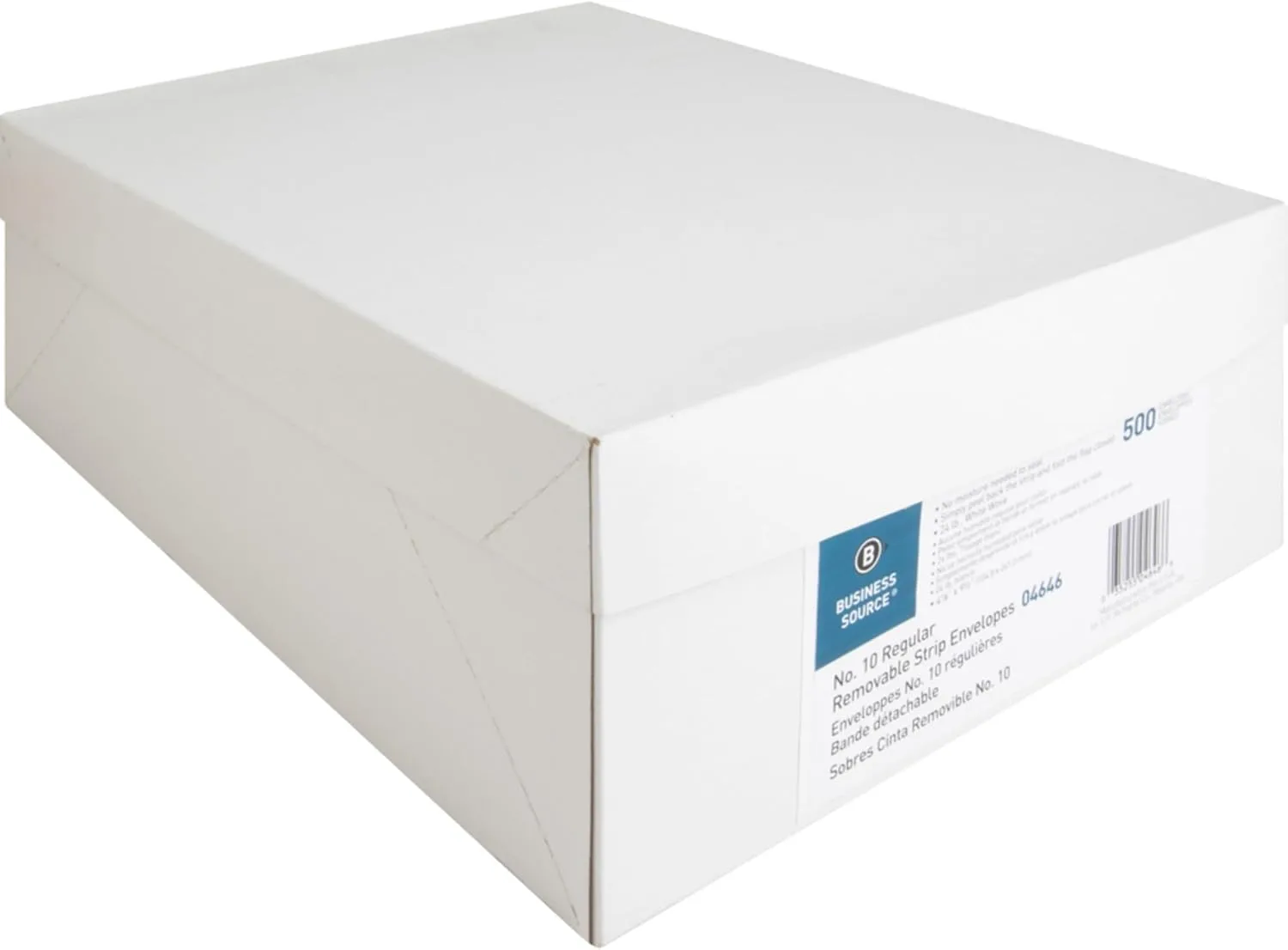 Business Source Plain Peel/Seal Business Envelopes - #10 - 9 1/2" x 4 1/8" - 24 lb - 500/Box - White