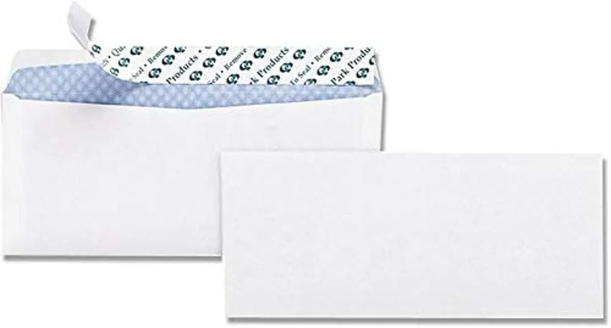 Business Source No.10 Peel-to-Seal Security Envelopes, 24 lb, 100/Box (99714)