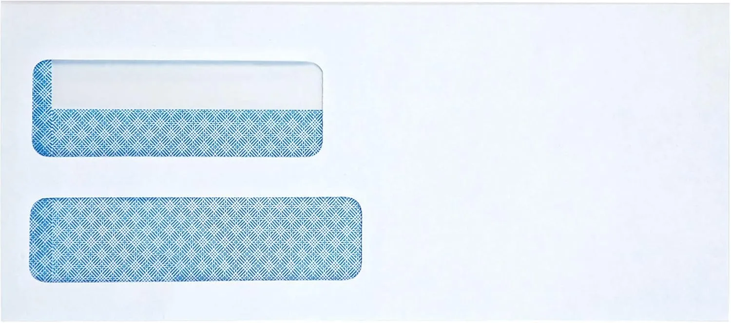 Business Source Double Window #10 Envelopes - Double Window - #10 - 24 lb - Self-sealing - White - 1 Box