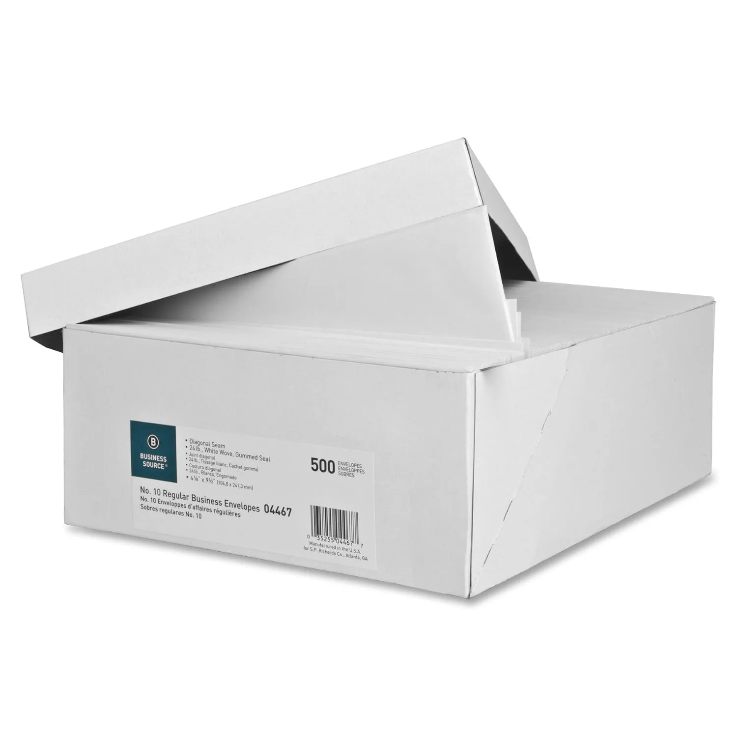 Business Source No. 10 White Wove V-Flap Business Envelopes, Pack of 500