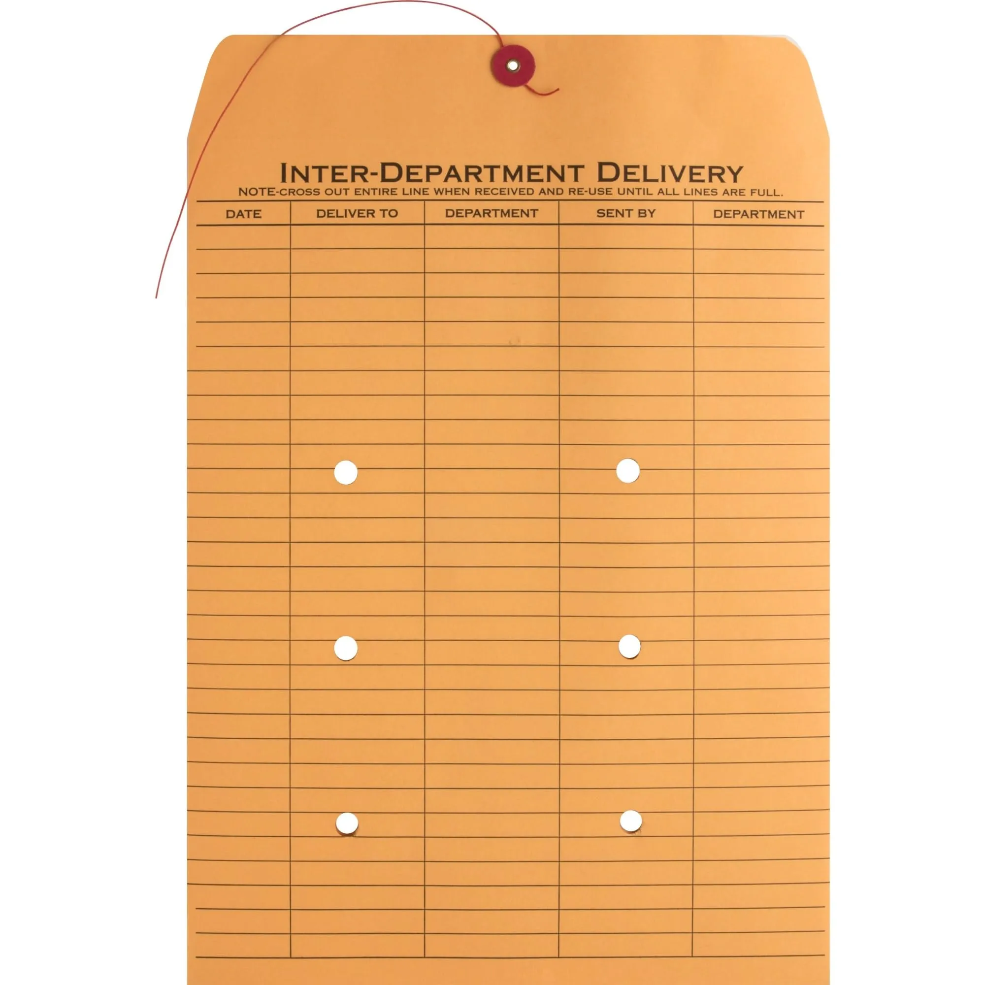 Business Source 2-Sided Inter-Department Envelopes, 10" x 13", 28 Lb, Kraft, Box of 100