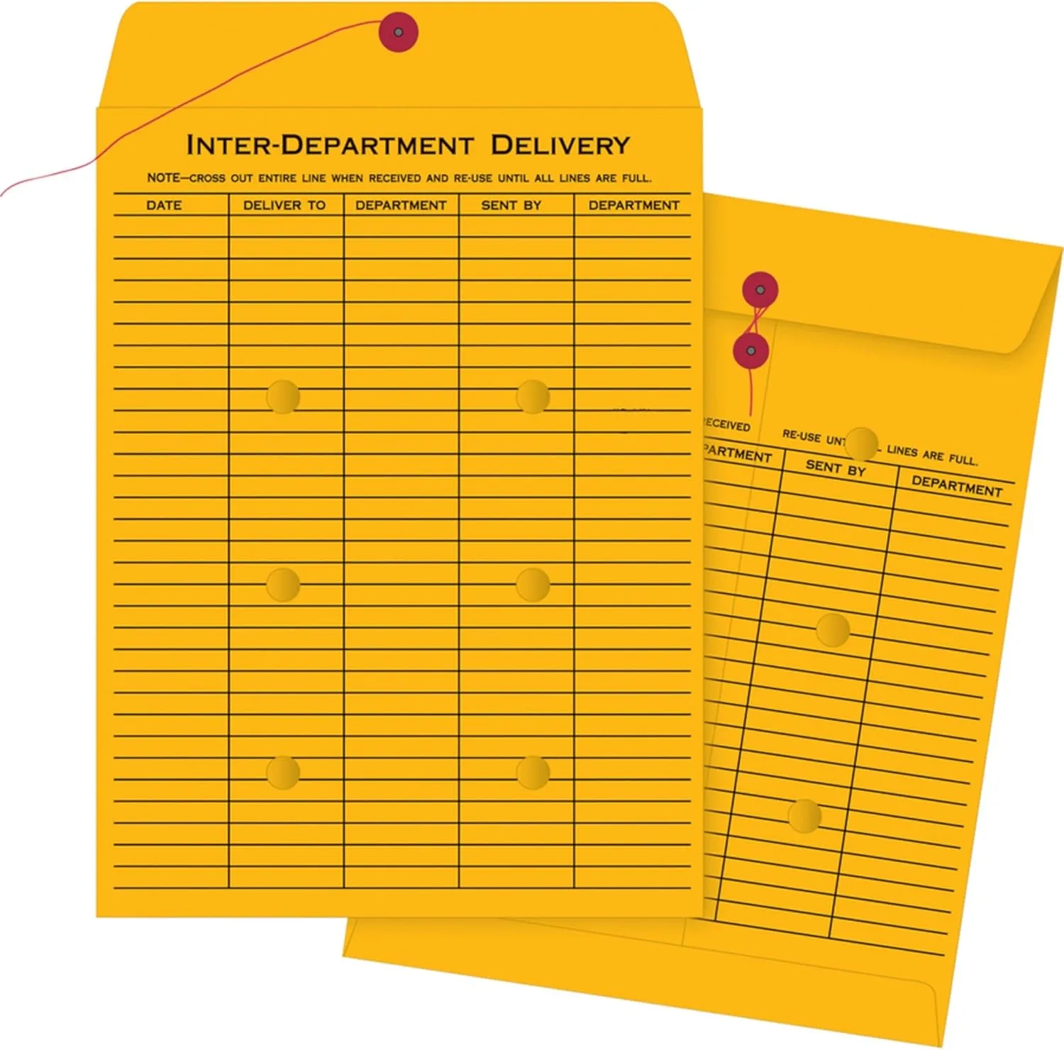 Business Source 2-Sided Inter-Department Envelopes, 10" x 13", 28 Lb, Kraft, Box of 100