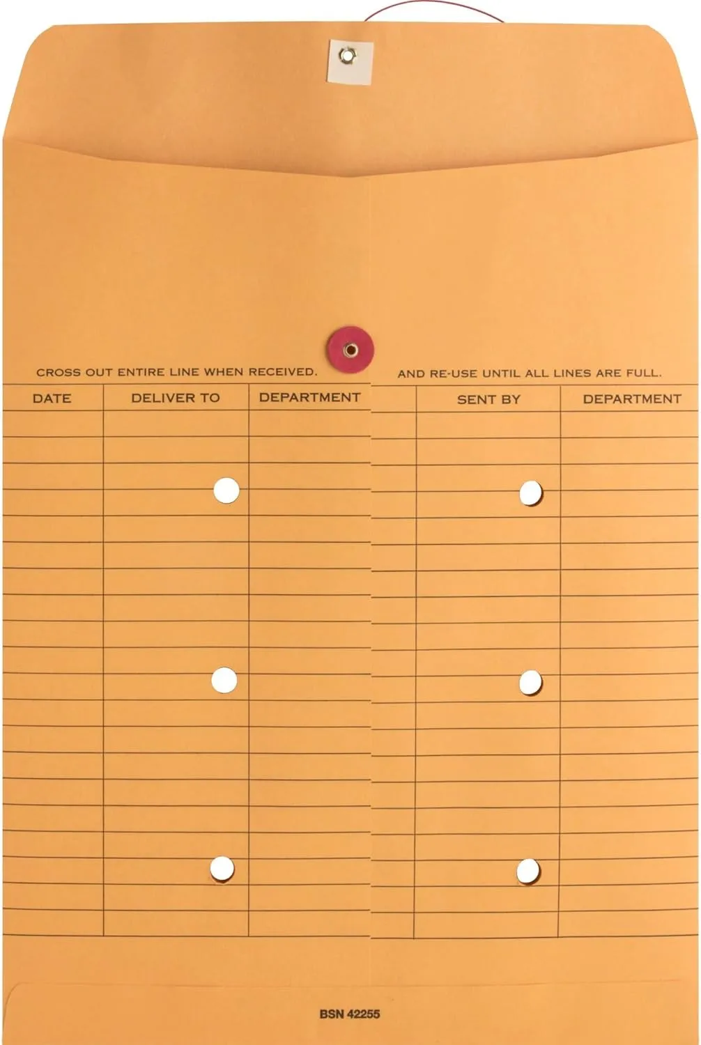 Business Source 2-Sided Inter-Department Envelopes, 10" x 13", 28 Lb, Kraft, Box of 100