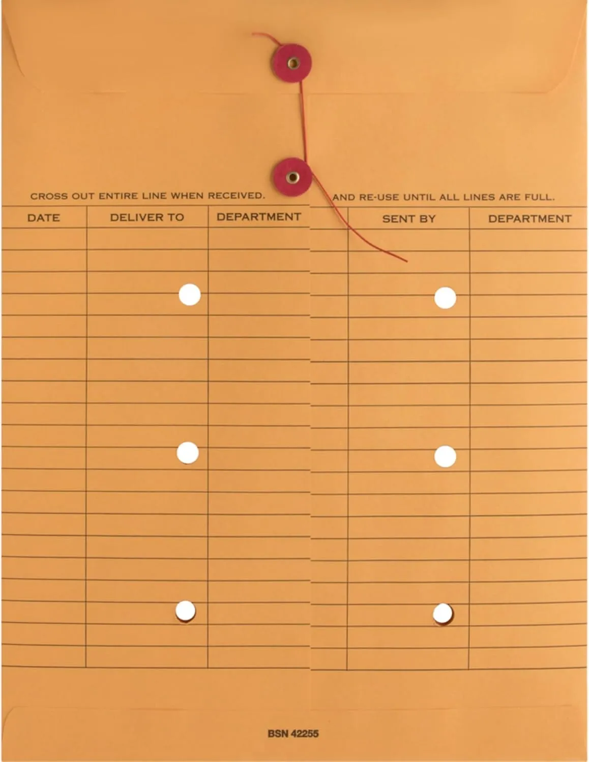 Business Source 2-Sided Inter-Department Envelopes, 10" x 13", 28 Lb, Kraft, Box of 100