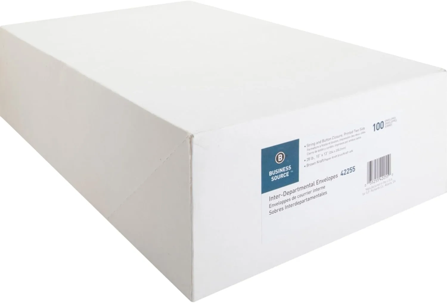 Business Source 2-Sided Inter-Department Envelopes, 10" x 13", 28 Lb, Kraft, Box of 100