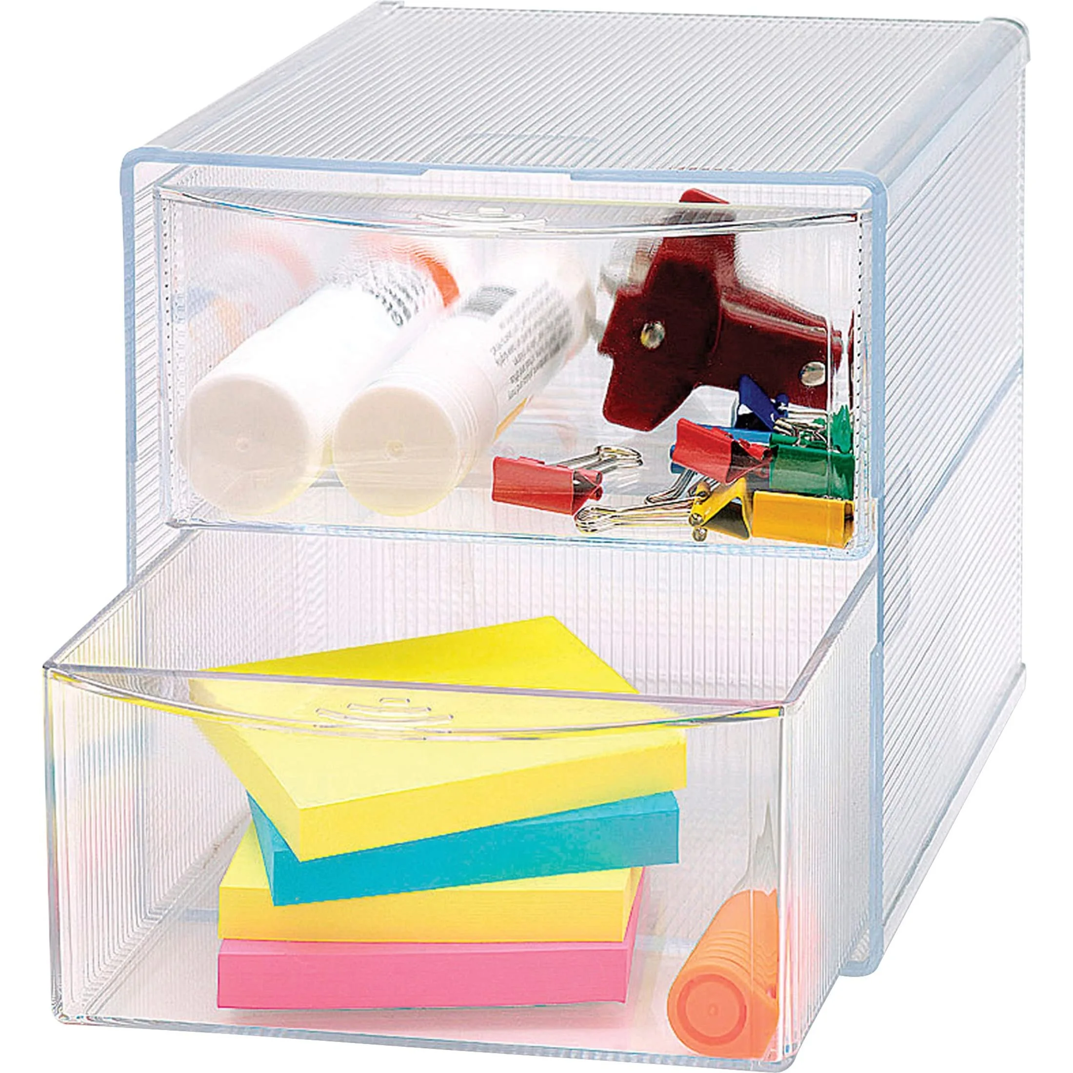Business Source 2-Drawer Desktop Storage Organizer, Clear, 6 x 6 x 6 in