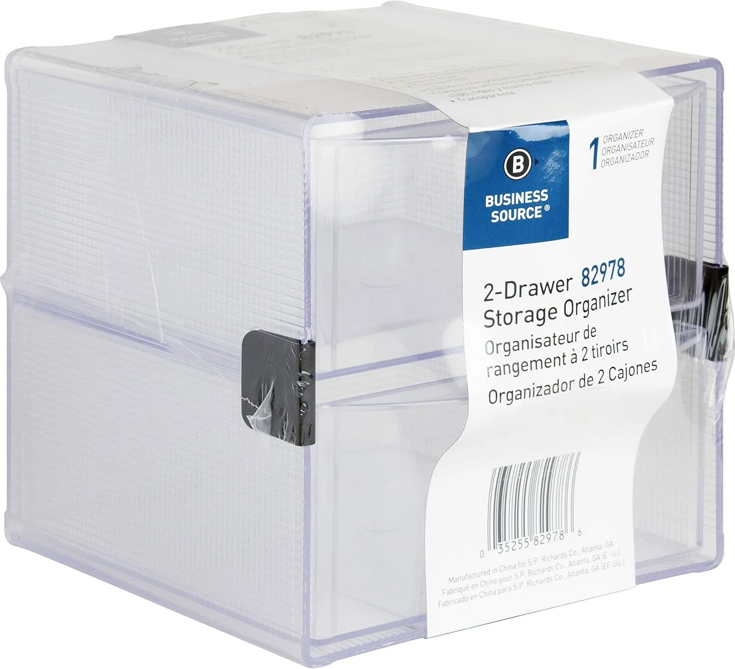 Business Source 2-Drawer Desktop Storage Organizer, Clear, 6 x 6 x 6 in