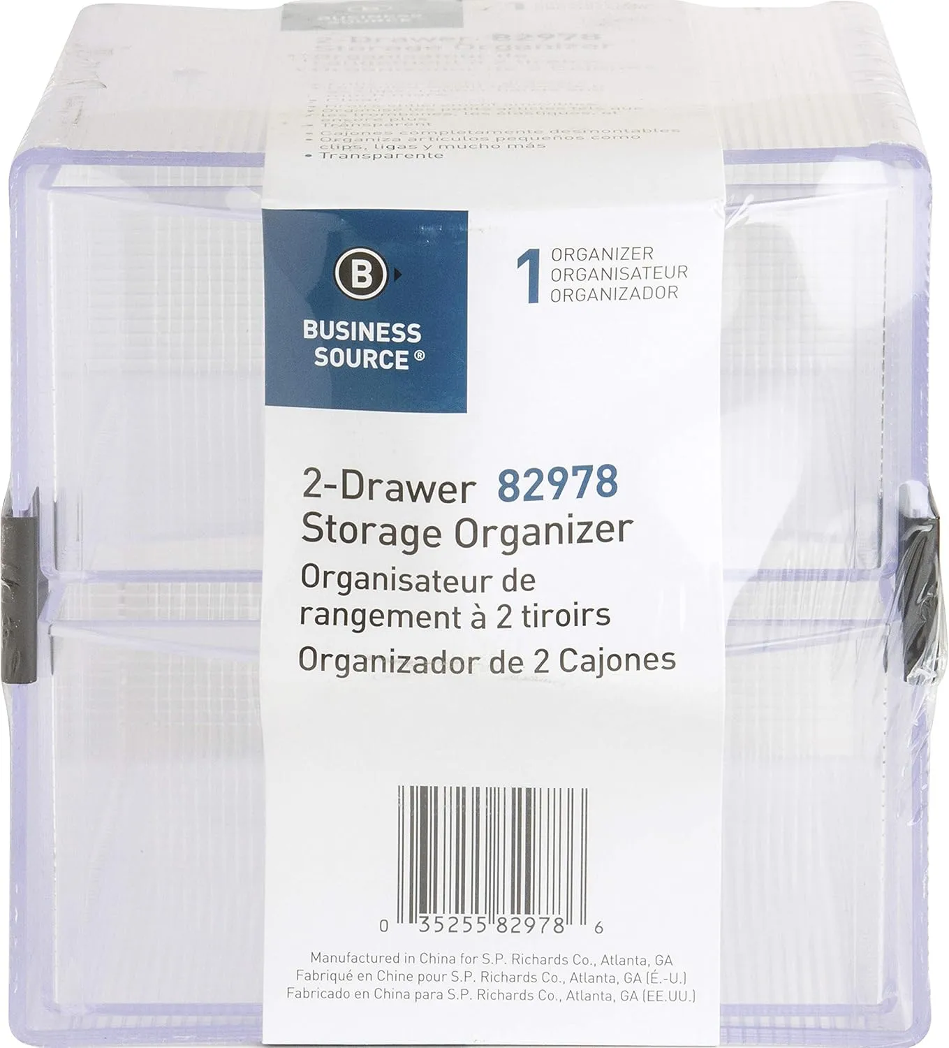 Business Source 2-Drawer Desktop Storage Organizer, Clear, 6 x 6 x 6 in