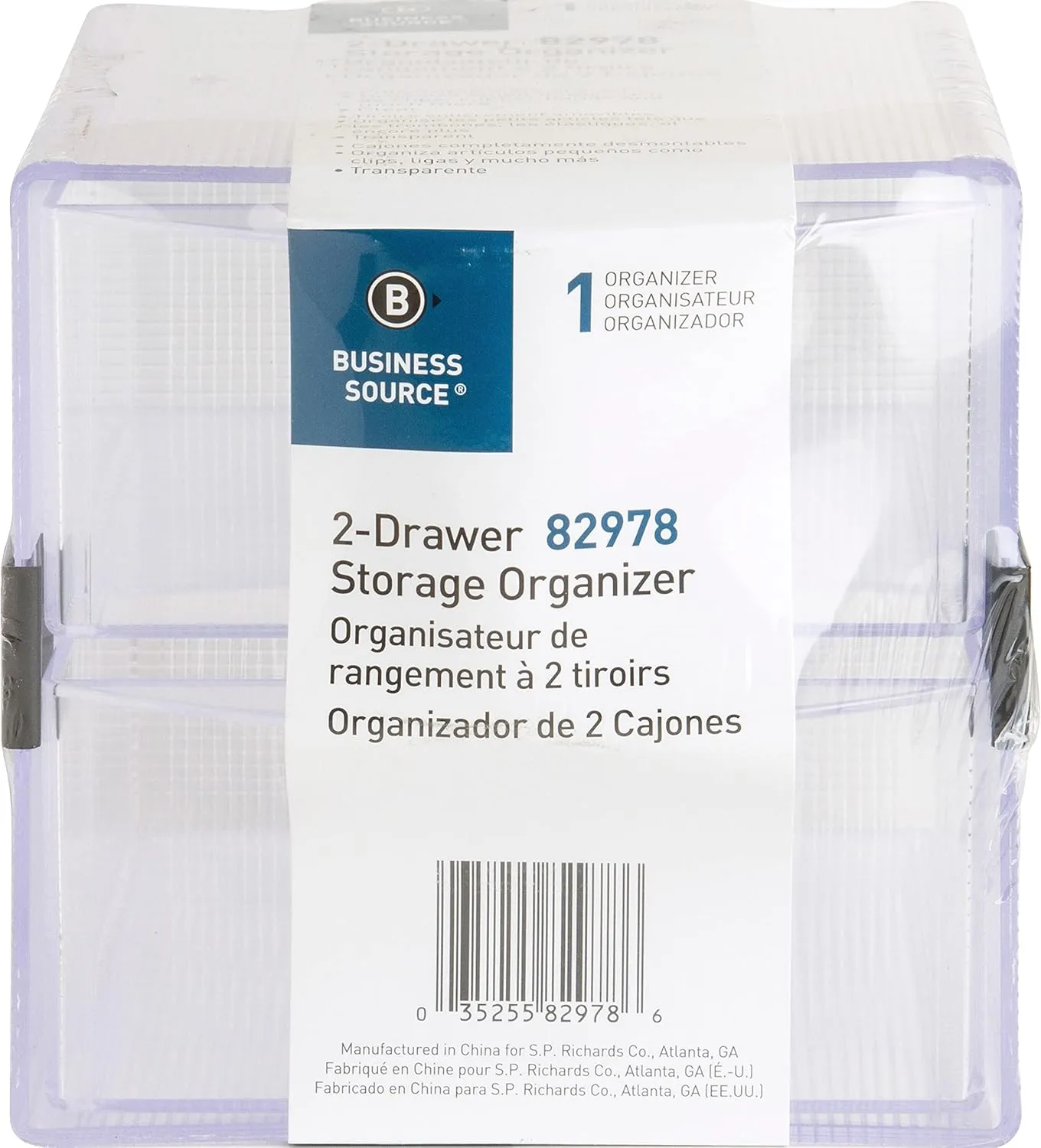 Business Source 2-Drawer Desktop Storage Organizer, Clear, 6 x 6 x 6 in