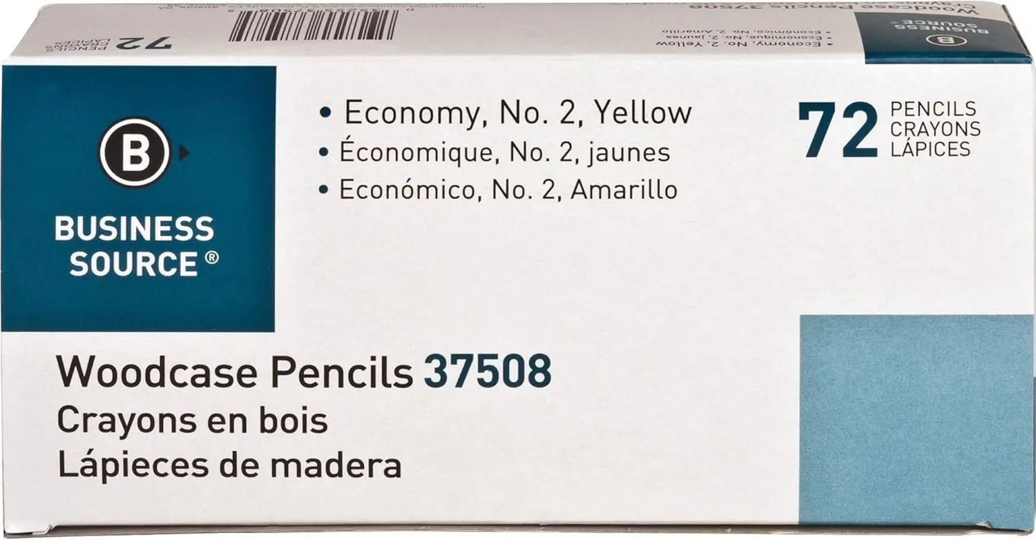 Business Source Woodcase No. 2 Pencils, #2 Lead, Yellow Wood Barrels, 72 Pencils Per Box, Case Of 4 Boxes
