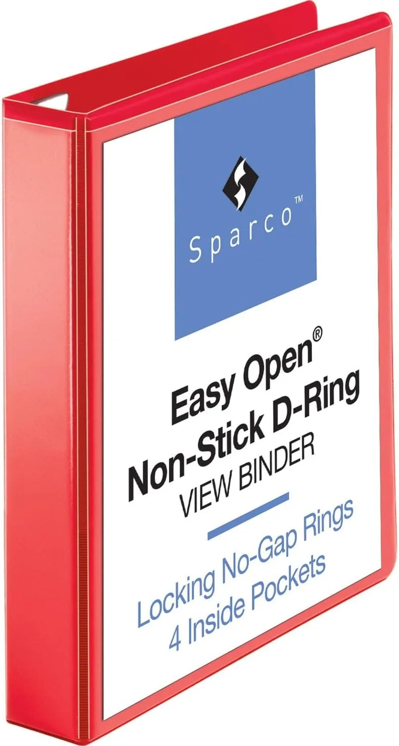 Business Source Sparco 26980 D-Ring View Binder, 1-1/2-Inch Capacity,11-Inch x8-1/2-Inch,Red