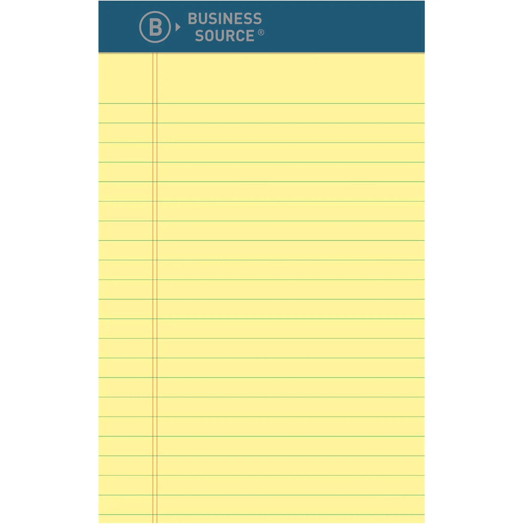Business Source Premium Writing Pad - 50 Sheets - 0.20in Height x 5in Width x 8in Length - Canary Paper - Tear Proof, Sturdy Back, Bleed-free - 1 Dozen
