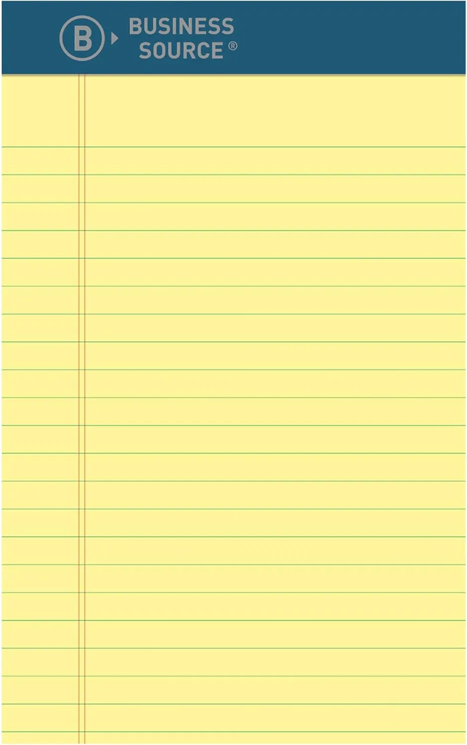 Business Source Premium Writing Pad - 50 Sheets - 0.20in Height x 5in Width x 8in Length - Canary Paper - Tear Proof, Sturdy Back, Bleed-free - 1 Dozen