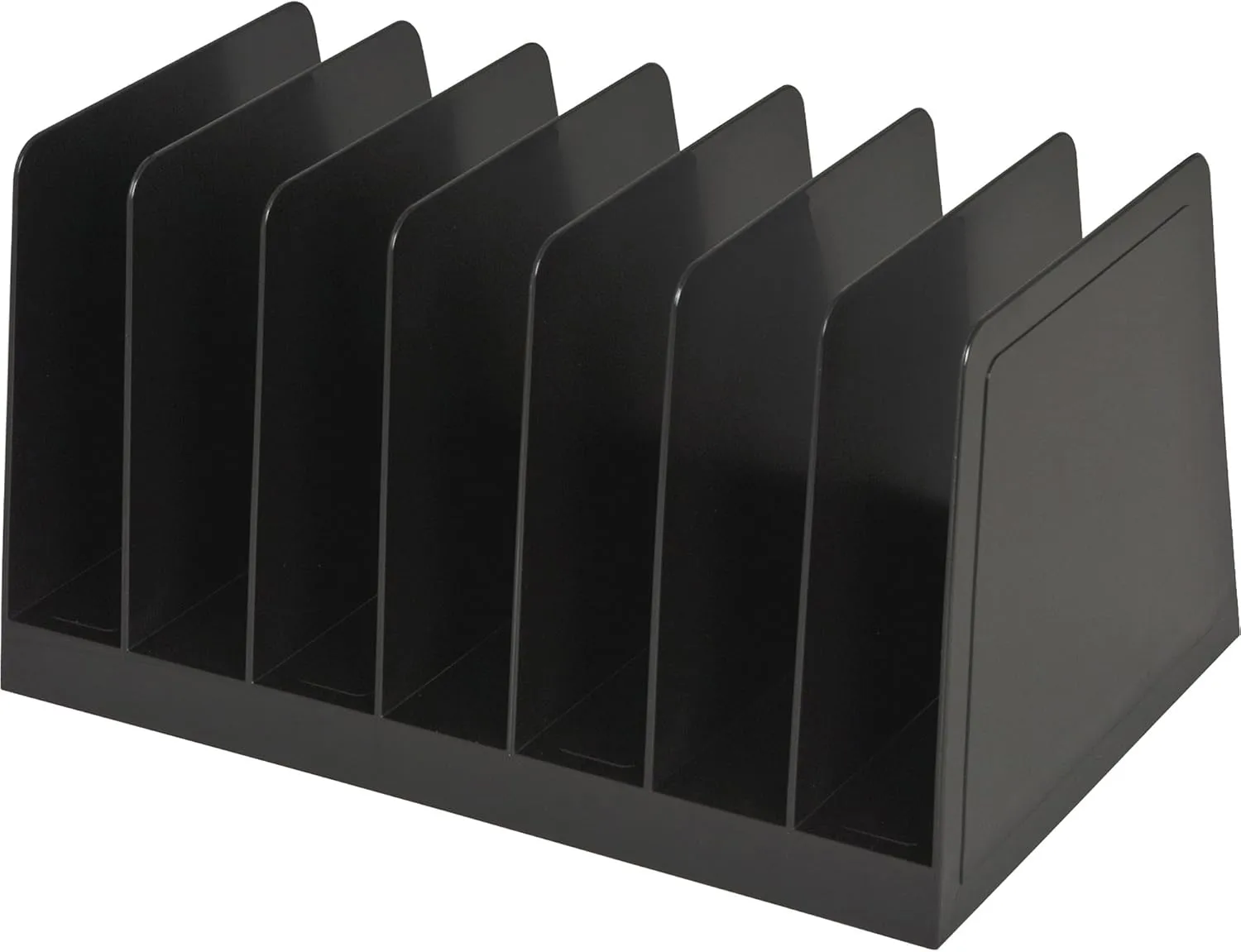 Business Source Desk Step Sorter, 7-Slot, 4.5in H x 8.75in W x 5.5in D, Black
